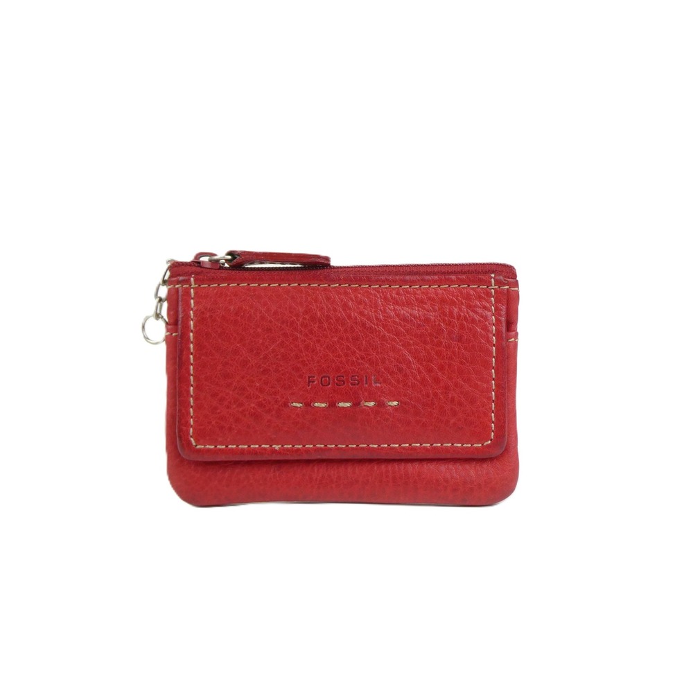 Fossil Red Leather Zip Coin Card Case